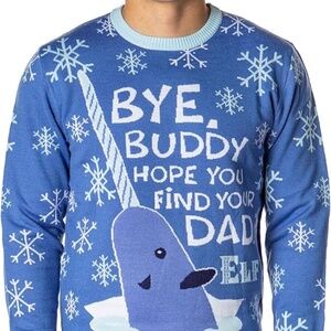 Christmas Sweater- Elf Christmas- Narwhal Bye Buddy Hope you Find Your Dad